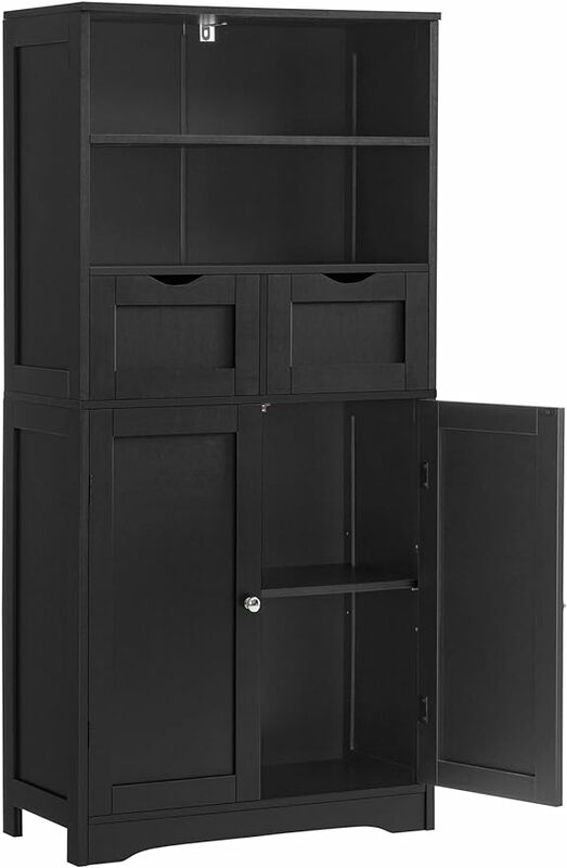 Tall Bathroom Cabinet, Storage Cabinet with 2 Drawers & Adjustable Shelves, Bathroom Floor Cabinet for Living Room, Bedroom