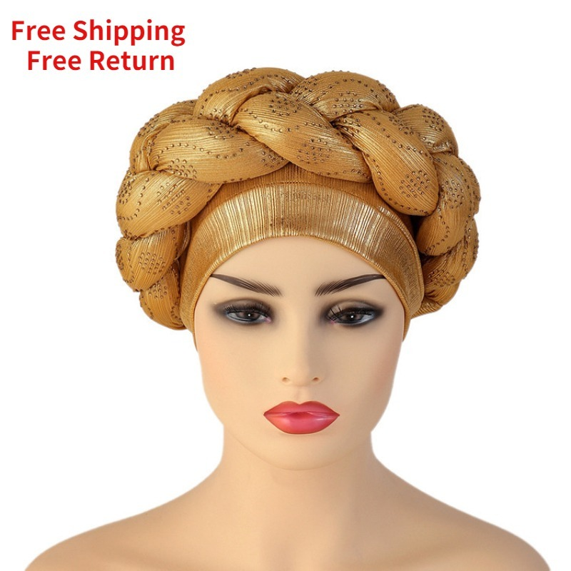 African Headwrap Hats for Women Pre-Tied Africain Arab Wrap Muslim Scarf Hijabs Bonnets Turban Knot Africaine Turbante Auto Gele