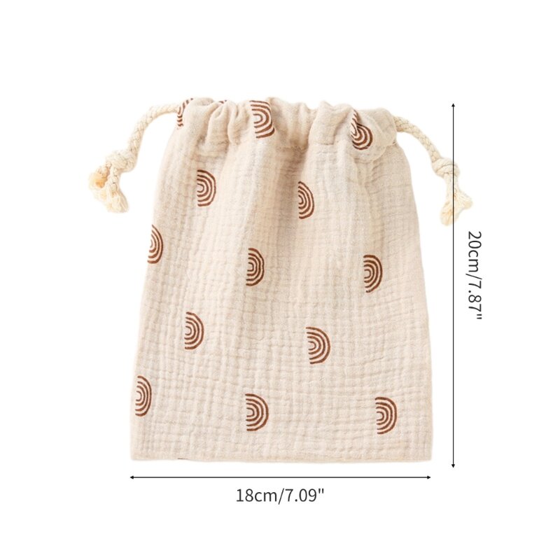 Infant Diaper Storage Bag Baby Cloth Diaper Dry Wet Bag Crepe-Cotton Baby Nappy Organize Bag Drawstring Stroller Pouch