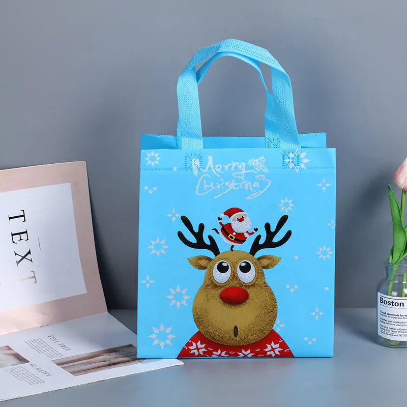 Рождественские Сумки-тоуты, нетканые сумки для упаковки печенья, закусок, подарков, украшения на Рождество, сумки для хранения сувениров, новый год 2024