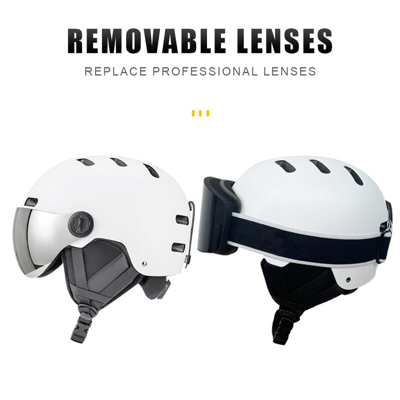 분리형 안경 장착 스키 및 스노우보드 헬멧, 귀 보호 스노우보드 헬멧, 스키 스케이트보드 스노보드용 12 개 통풍구