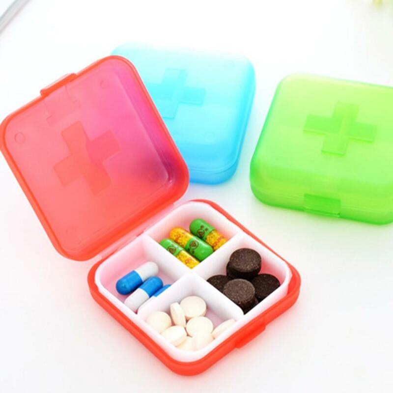 Portapillole Splitter Portable Travel 4 Grid Pill Storage Box Case Container Mini Medicine Organizer