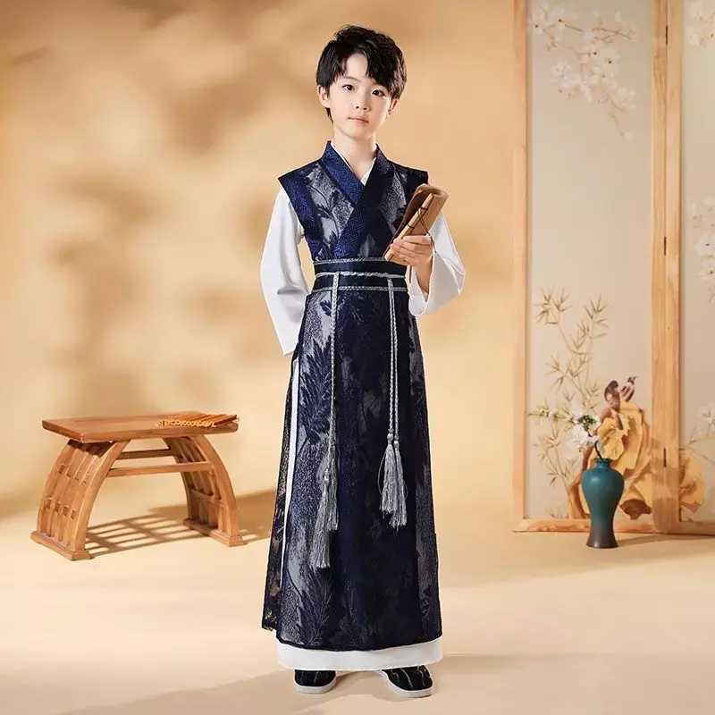 Hanfu tradicional para crianças, dança folclórica chinesa, roupas de ano novo, vestido de dragão moderno, traje antigo de carnaval, roupas para meninos