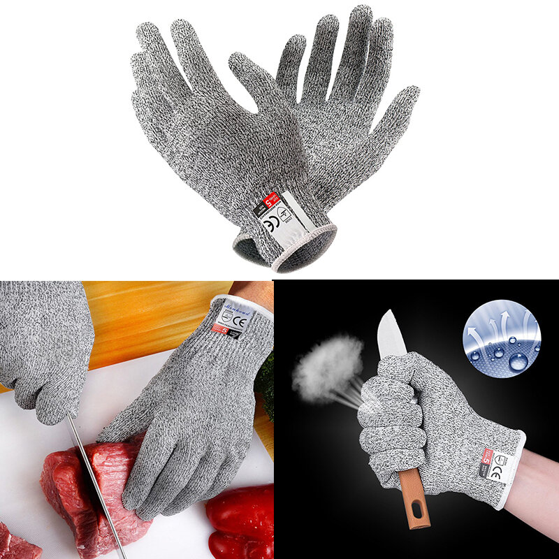 Sarung tangan Anti potong kelas 5, perlindungan hortikultura perlindungan keselamatan pemotongan kaca antigores HPPE dapur kelas baru