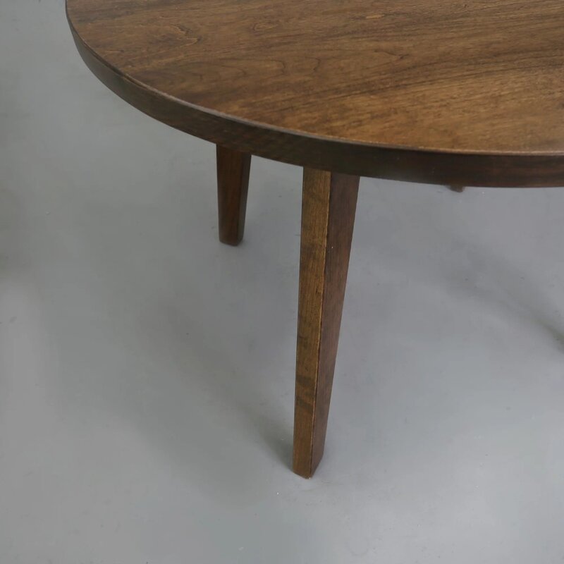Table basse ronde de 24 pouces, en bois massif américain, antique