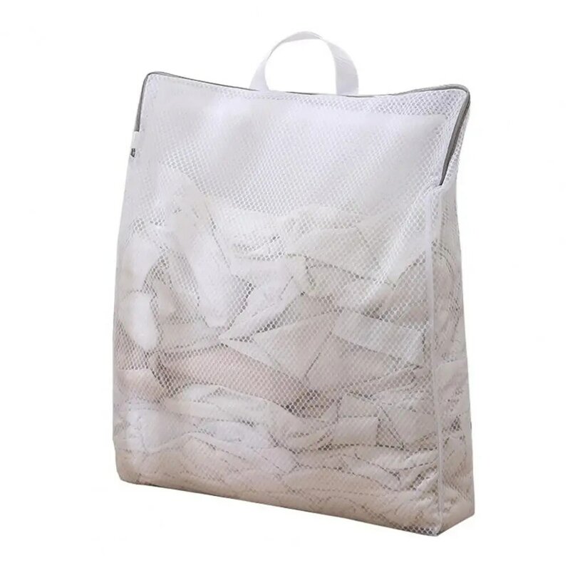 Tas cucian jala, dengan pegangan kapasitas besar dapat dilipat pakaian dalam jala tas cucian kantong garmen perjalanan