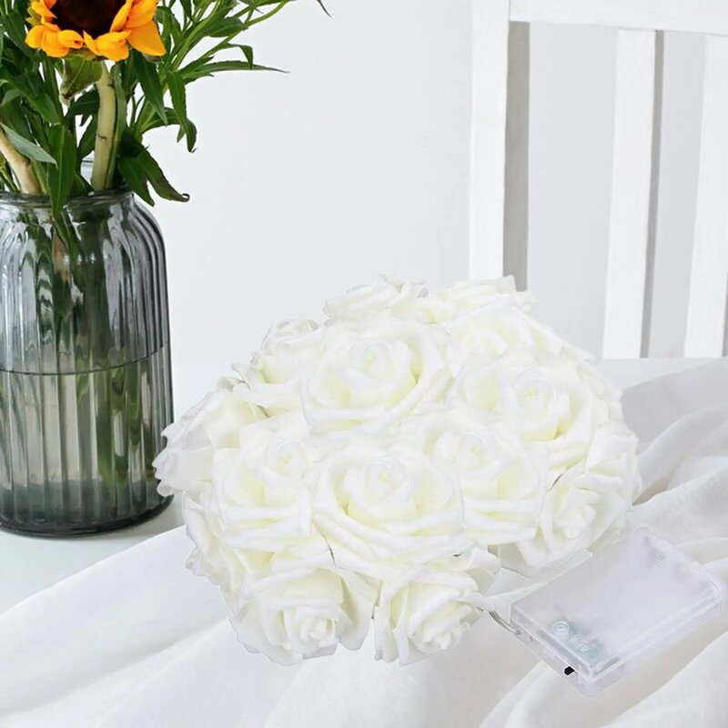 ไฟราวดอกกุหลาบตกแต่งดอกไม้นางฟ้าสำหรับวันวาเลนไทน์วันเกิดหน้าต่างเทศกาลแต่งงาน