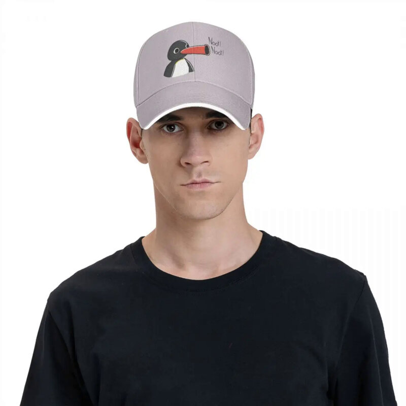 Pingu หมวกไหมพรมลายการ์ตูนสำหรับครอบครัว, หมวกสำหรับผู้หญิงหมวกเบสบอลสำหรับหมวกแก๊ปโผล่
