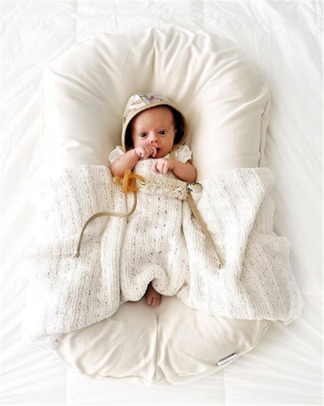 Nido de bebé 100% algodón, cama para dormir, almohada larga infantil, manta para acurrucarse