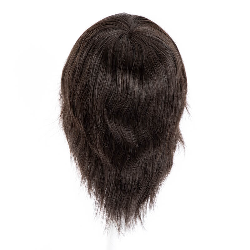 Full PU peruca de cabelo humano curto para as mulheres, 100% Remy, durável, atado Base, 6 ", 14"