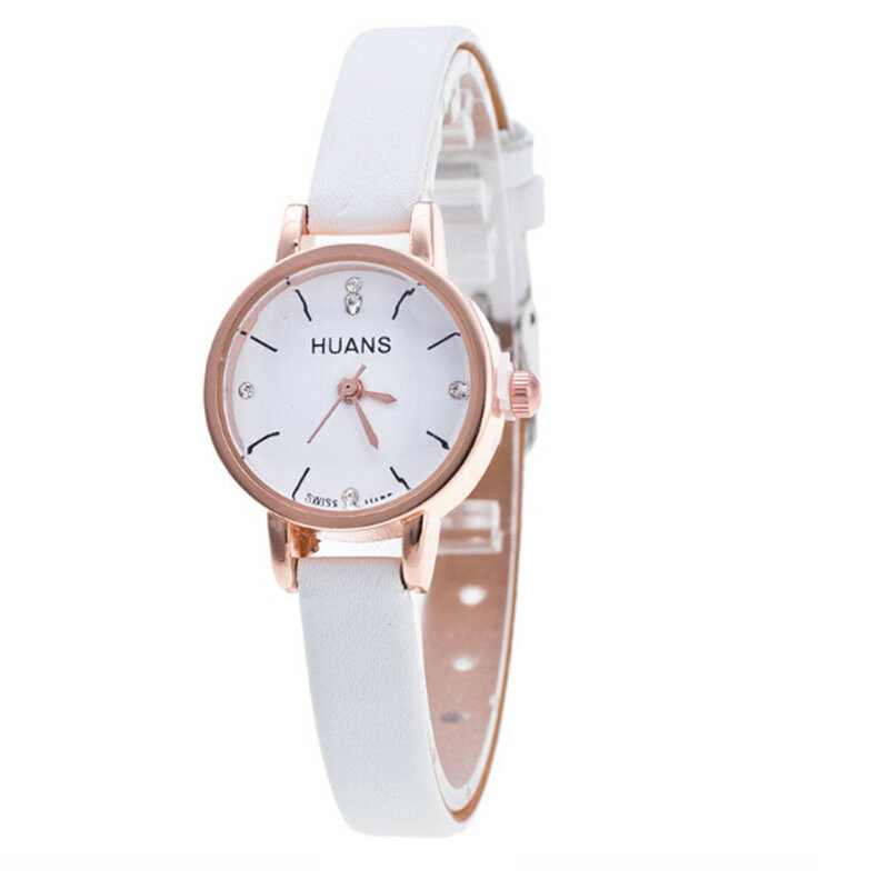 Relógio de pulso feminino minimalista, mostrador simples, pulseira de couro, relógio de quartzo feminino, lembrança de viagem, presentes de aniversário