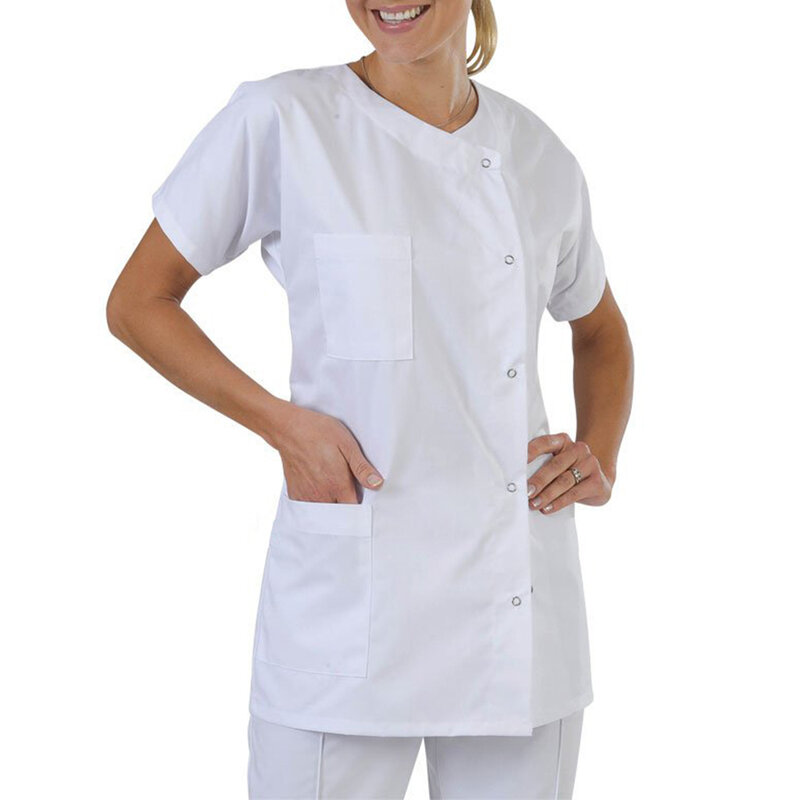 T-shirt bokserki męskie majtki mundur medyczny kobiety mężczyźni biały kołnierzyk bezpłatny krótki rękaw szpitalna odzież robocza płaszcz laboratoryjny topy
