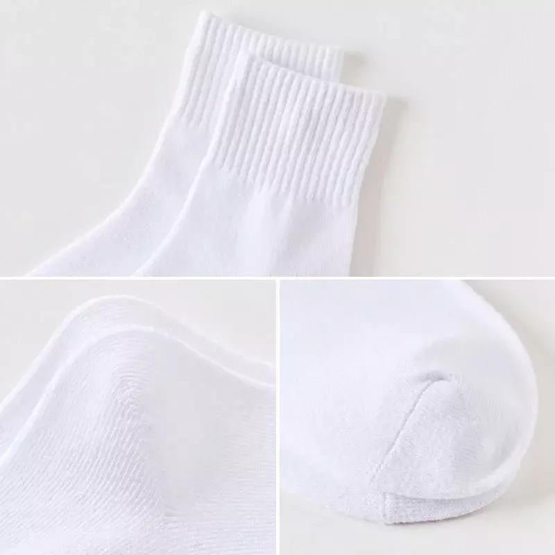 Optics-Chaussettes blanches en coton pour enfants de plus de 3 ans, tube moyen absorbant la transpiration, respirantes, pour le sport, pour garçons et filles