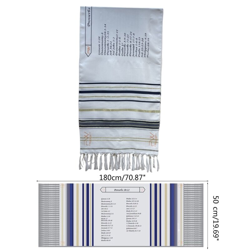 652F Messianic Tallit Talit Prayer Shawl 71"x20" Muslims Prayer Costume Islamic Scarf Clothes Accessory Head Wrap