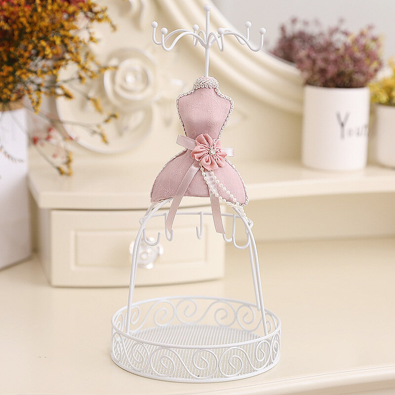 Pink Princess Models Jewelry Organizer Jewelry Display Rack Home Creative Ornaments Rings Necklaces Display Holder Storing