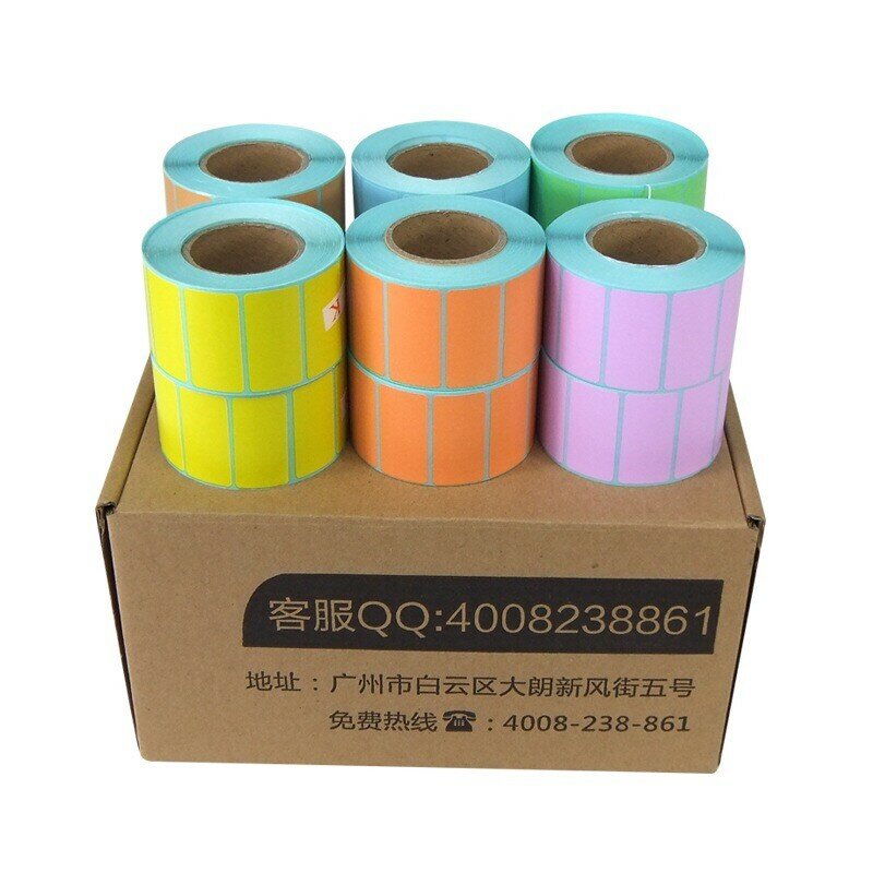 (1 Roll) kleur Thermische Sticker Label 80 MM x 50 MM blauw groen paars orange geel bruin kleurrijke labels voor Zebra Printer