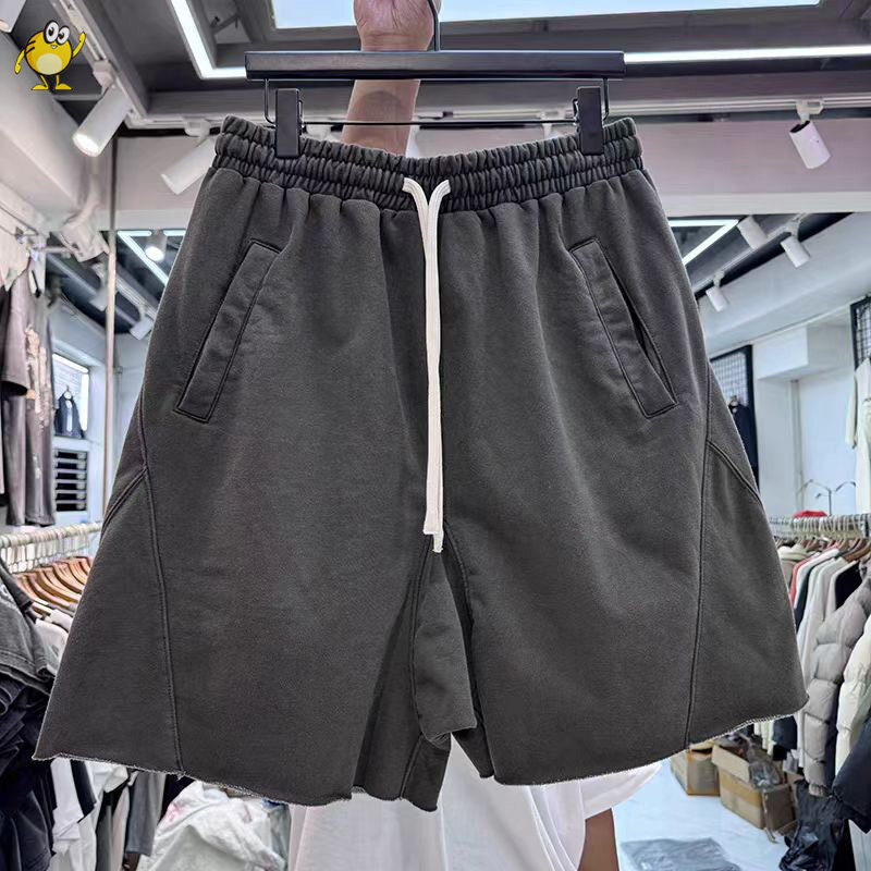 New Top Quality Loose Casual Grey Shorts Summer Men Woman Simple Splice Joggers Drawstring Breeches