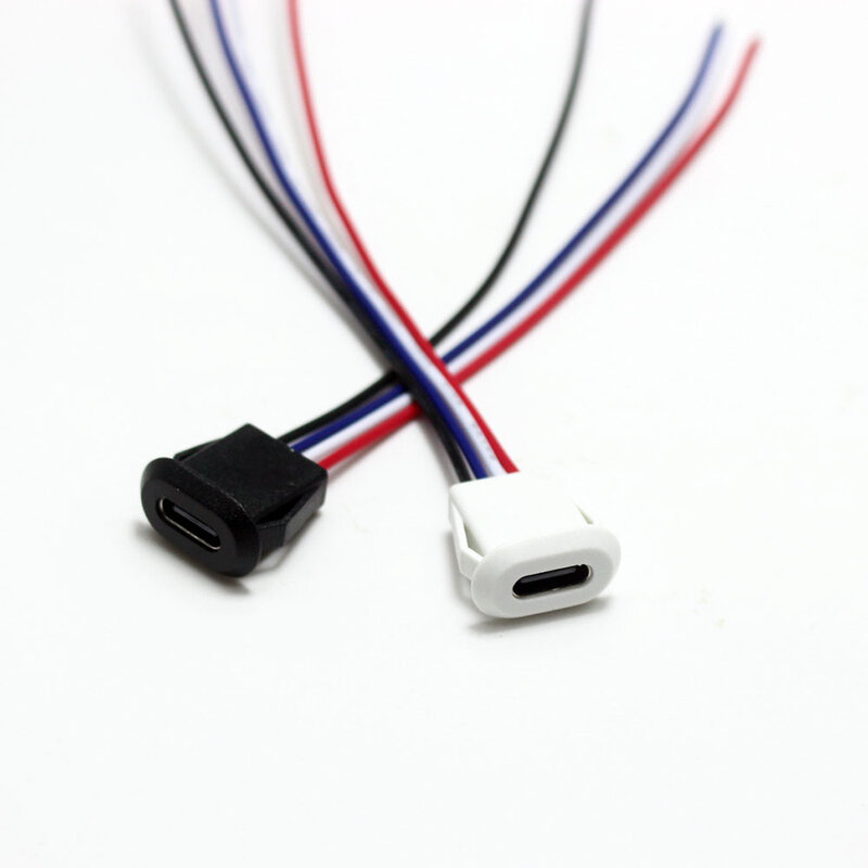 1 pz USB-C tipo 6pin connettore USB impermeabile a compressione diretta base femmina presa femmina interfaccia di ricarica con filo di saldatura