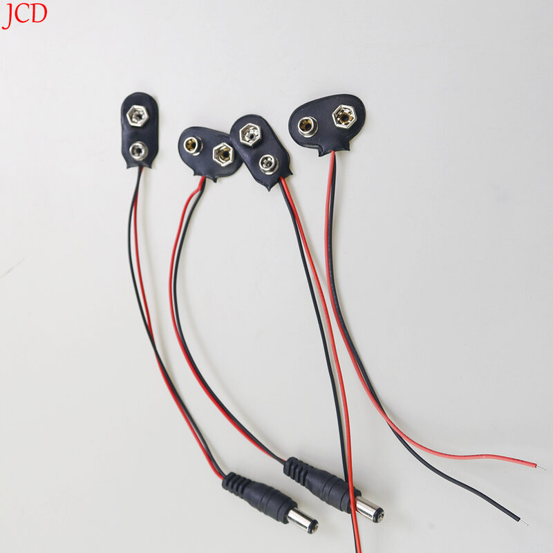 Clips de batería de 9 V, 1 piezas, 10cm, Negro, Rojo, 2 cables de conexión, hebilla de conector de Clip de batería de 9 voltios