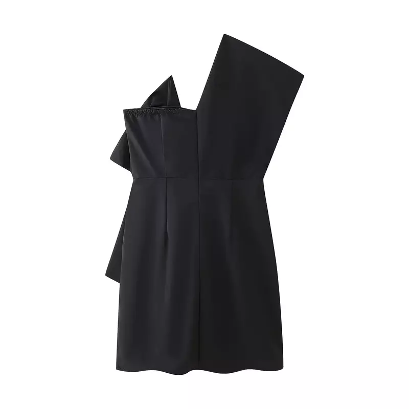 Новинка 2024, женское уникальное модное облегающее Асимметричное мини-платье с бантом, женское платье без рукавов с открытой спиной в стиле ретро
