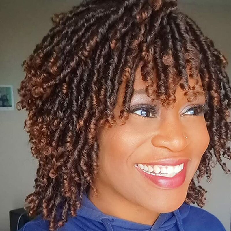 Afro Wig Kinky Curly Peruca Dreadlock Sintética para As Mulheres Ombre Preto e Marrom Peruca para As Mulheres Negras