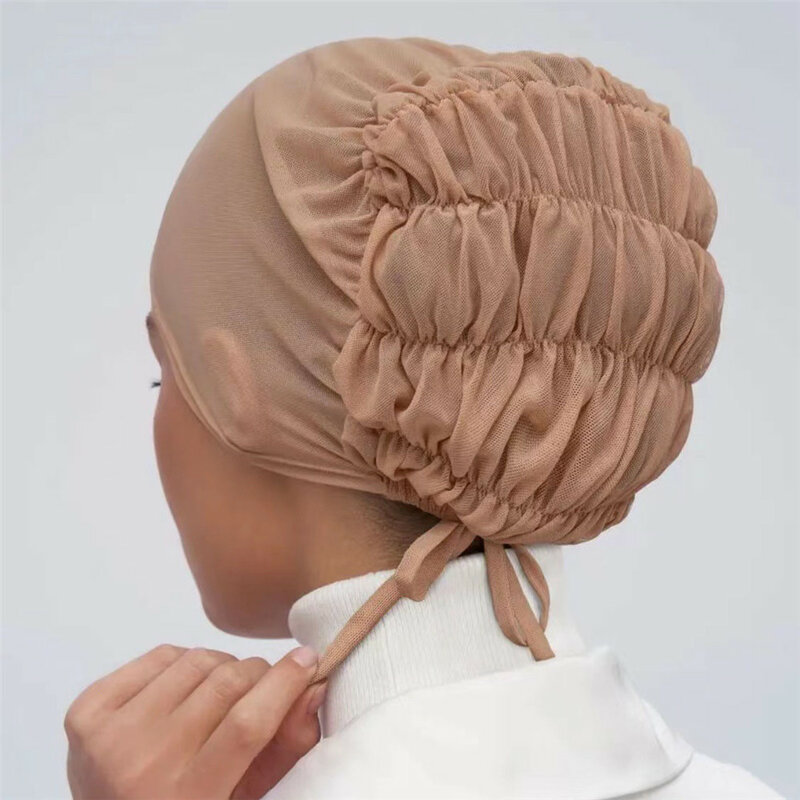 أغطية حجاب داخلية مرنة قابلة للتنفس للنساء المسلمات ، حبل ربط مرن ، غطاء وشاح مطاطي ، قبعات لفافة الرأس ، غطاء رأس ، ظهر