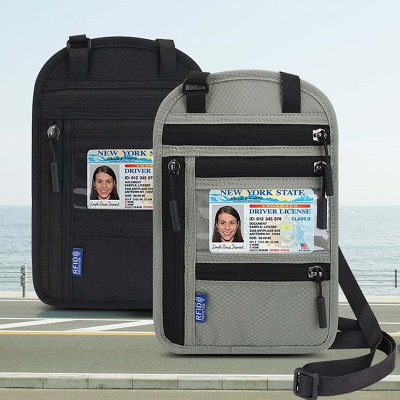 Purse Hanging Neck Pouch Protective Cover Credit Card Organizer Shoulder Passport Bag Halter Passport Holder RFID Crossbody Bag