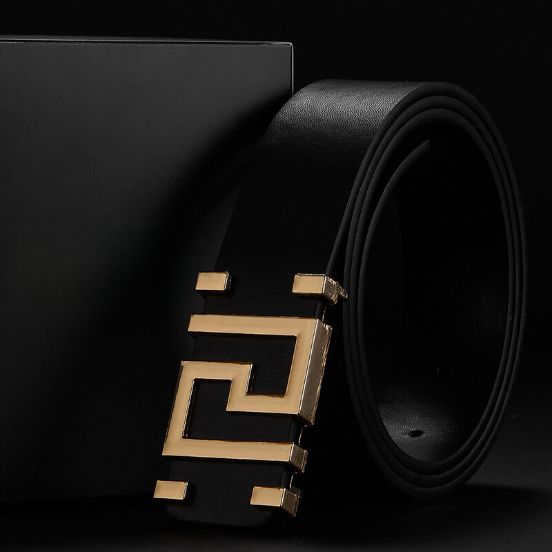 Cinturones de marca de diseñador para hombres y mujeres, correa de cuero de mezclilla informal con botones de aleación de letras geométricas de lujo, nuevo, 2024