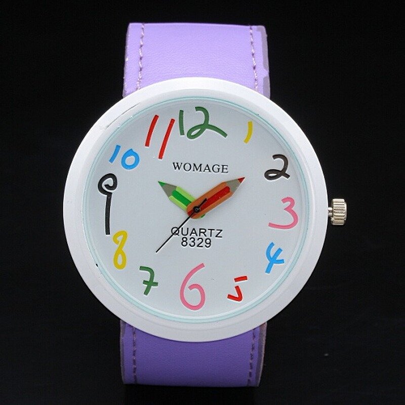 Reloj de pulsera de cuarzo con correa de cuero para Mujer, accesorio de pulsera con diseño de lápiz y aguja, a la moda, con número grande, informal, 2023