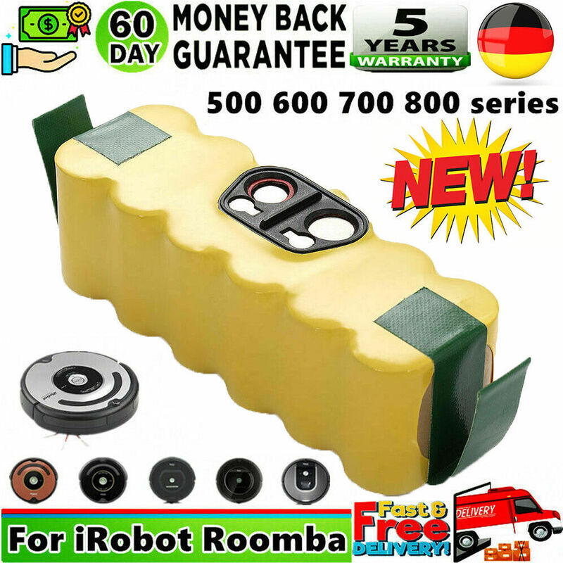Bateria recarregável para iRobot Roomba, 3800mAh, 14.4V, 500, 600, 700, 800, 900, 595, 620, 650, 780, 890