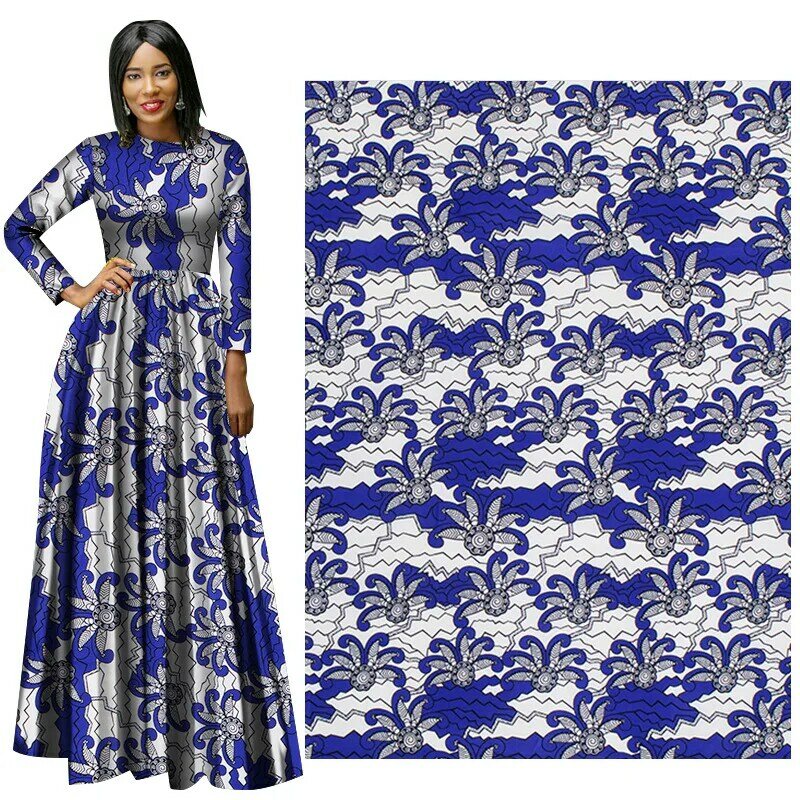 Африканская ткань с принтом голубого и белого батика, ткань для одежды из Анкары, голландский воск высокого качества из Анкары