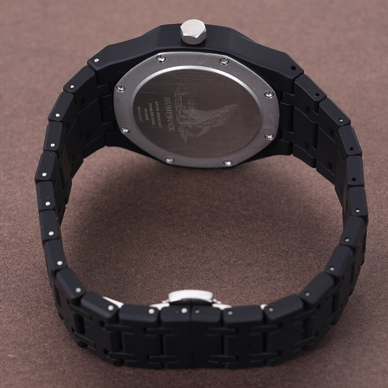 Модные мужские часы HUMPBUCK с круглым циферблатом, кварцевый механизм, водонепроницаемый браслет из нержавеющей стали, минеральное стекло для делового и повседневного использования
