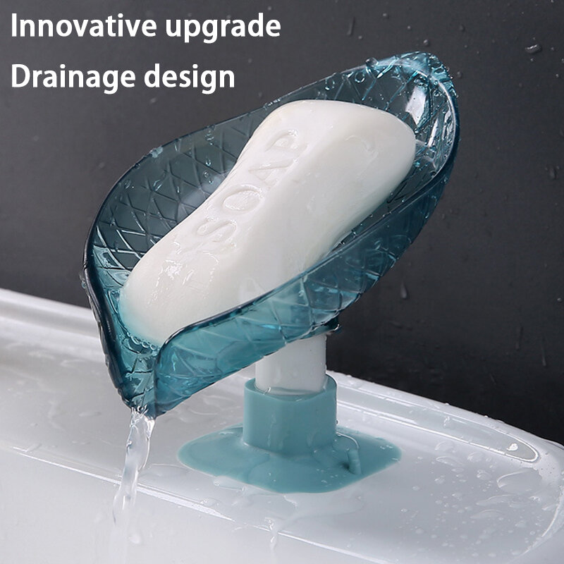 1pcs Drain Soap Holder Leaf Shape Soap Box Suction Cup Tray Drying Rack for Shower Sponge Container Kitchen Bathroom Accessories