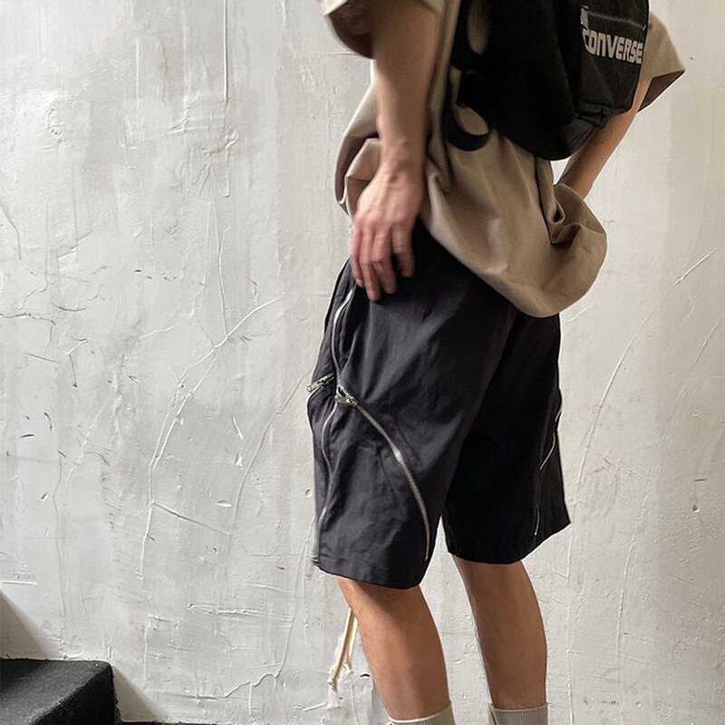 High Street Zipper Work Clothes Men Shorts Summer Ins Fashion Loose Harajuku Cargo Oversize Streetwear Vintage