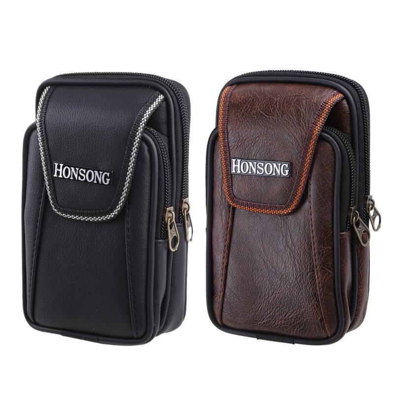 Men Vintage Leather Waist Bag Multi-Function Phone Pouch Sport Belt Hip Belt Loop Holster Outdoor Small Wallet Carry  Dropship