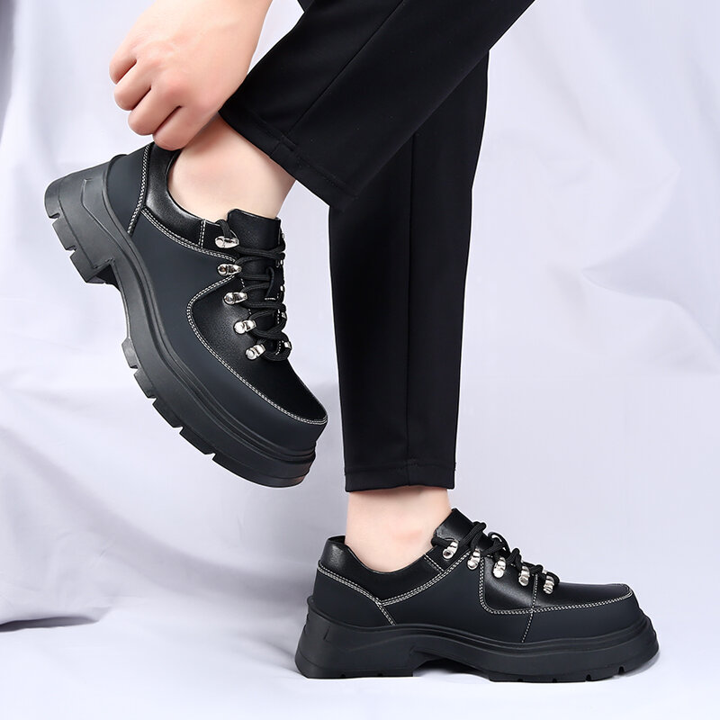 Мужские классические кожаные туфли, черные повседневные деловые туфли на шнуровке в британском стиле, весна 2019