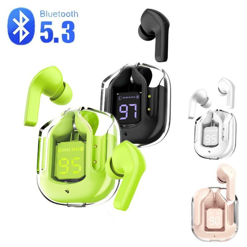 Bluetooth付きワイヤレスヘッドセット,ノイズキャンセリングヘッドセット,デジタルディスプレイ,充電ケース,防水ゲーム