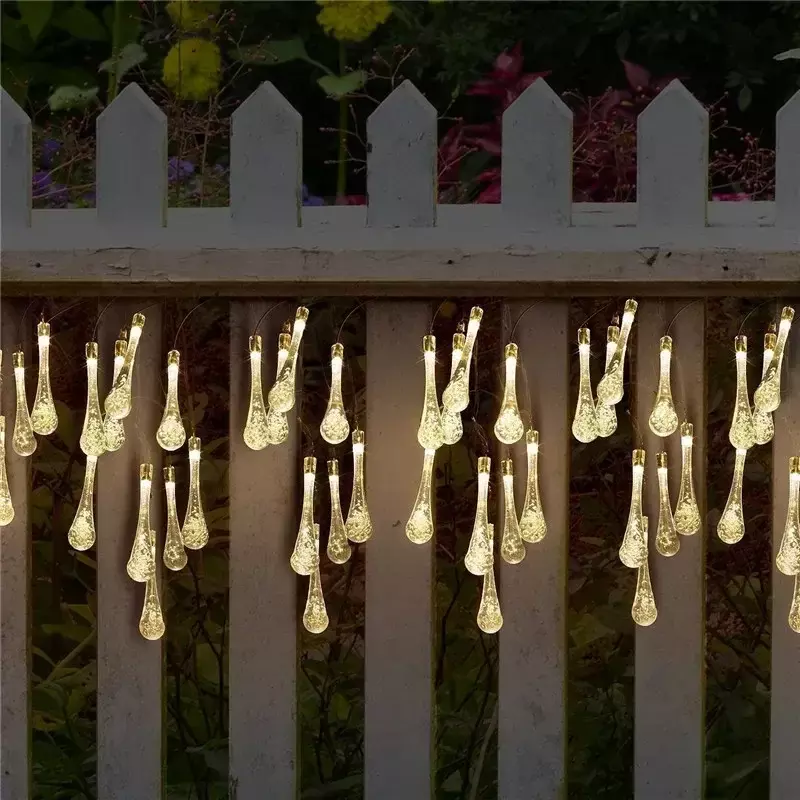 12-metrowy girlandy żarówkowe na energię słoneczną wodoodporna lampa z kroplą wody na na domowe przyjęcie w ogrodzie na podwórku weselnym