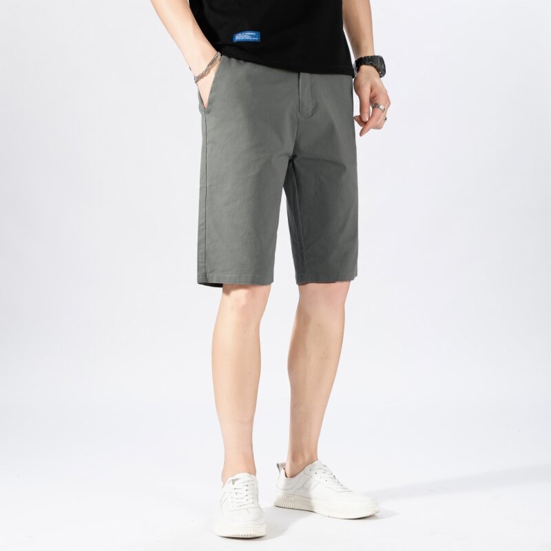 Summer New Fashion Solid Color Shorts Single Button Cotton Thin Section Five Pants Casual Business Big Yards Men's