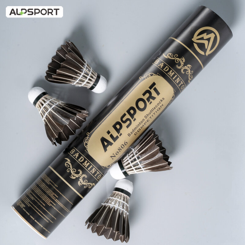 Alpsport 806 Badmintonschläger Satz von 12 Badmintonschlägern Schwarzer Gänsefeder-Badmintonschläger. (Geeignet für Badminton). 77 76 Typ Geschwindigkeit Badmintonschläger