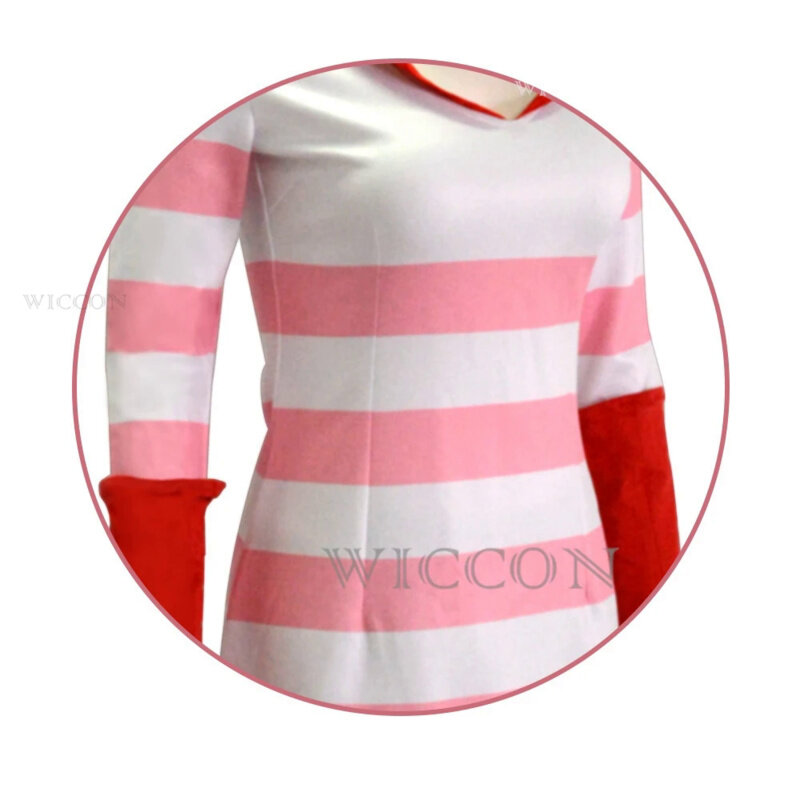 Hazbin Anime Hotel Cosplay Costume Clothes Uniform Cosplay Angel Dust Sexy Dress Red And White Stripes Halloween Party Woman