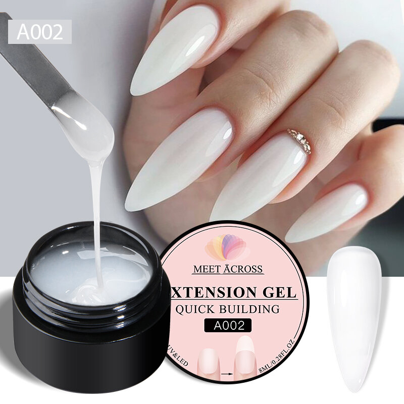 MEET ACROSS White Extension Gel Nail Polish Acrylic Construct Hard Gel Semi Permanent Varnish Nude Pink Gel Polish UV Manicure