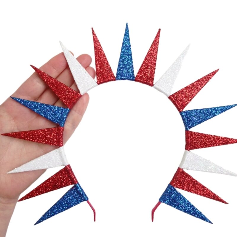 Glitter Headdress Independence Day Headwear for Patriotic Spiked for Stall Market 4th July Headband Headwear