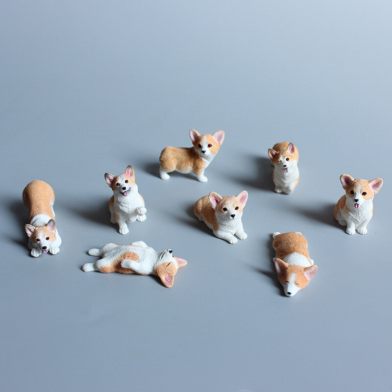 Décoration de voiture Mini Corgi, artisanat en résine, décoration de bureau en forme de chien, simulation de gâteau, accessoires de cuisson Kawaii