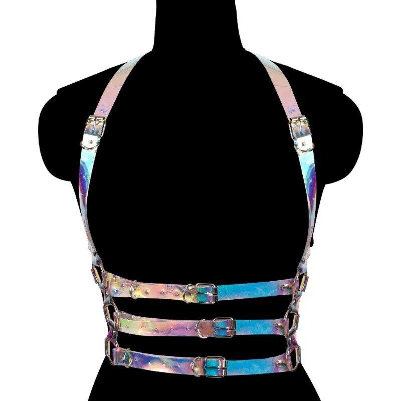 652F Gothic Corset Belt Strap for Women Cool PU Corset Waist Strap Cosplay Costume Adjust Shoulder Strap Belt