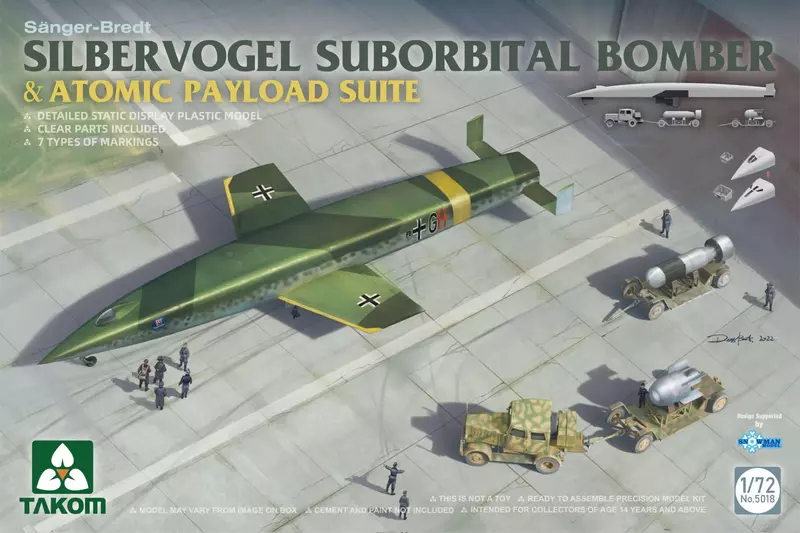 Takom 5018 1/72 scala Zilbervogel Bomber balistico con Set di bombe nucleari (modello in plastica)