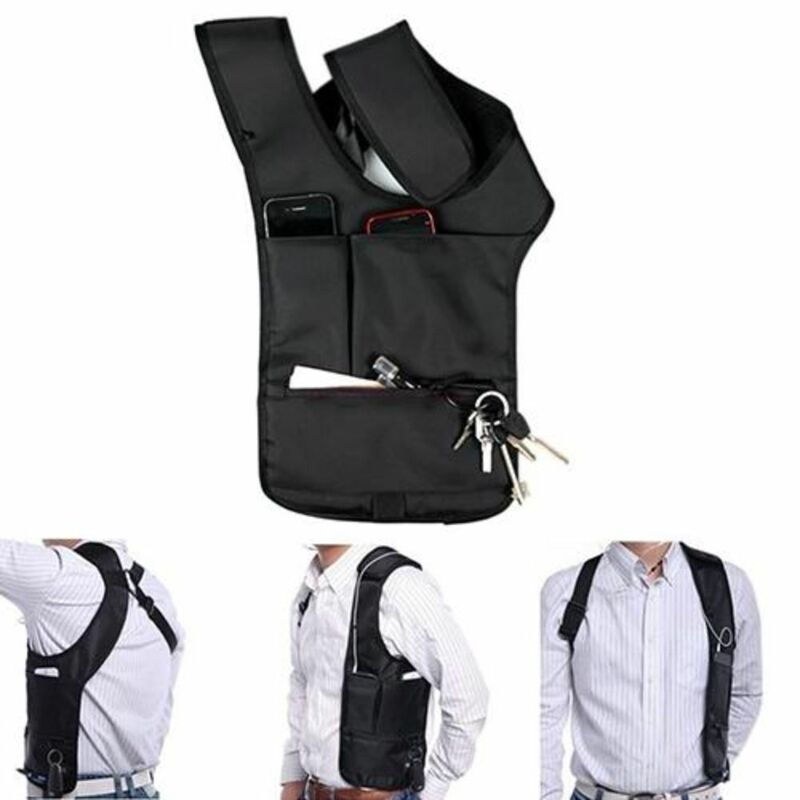 Bolsa de axila ajustável para homens, ombro durável das axilas, bolsas anti-roubo no peito, bolsos múltiplos escondidos, sacos do estilingue do mensageiro