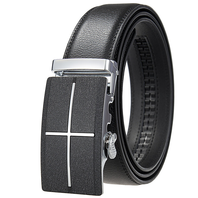 Plyesxale-cinturones de cuero con hebilla automática de Metal para hombres, cinturones de marca famosa, correa de negocios de trabajo de lujo, alta calidad, B998