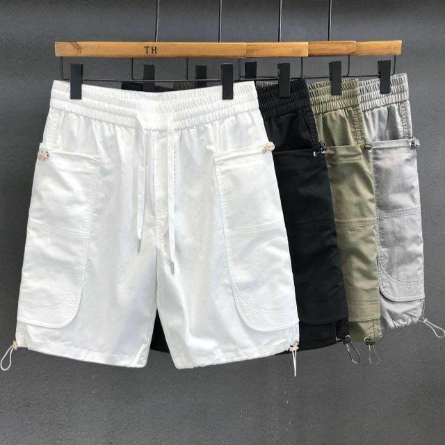 Solid Color Cargo Shorts Mens Trousers Man Fashion New Male Brand Cotton Trendy Sports Shorts Loose Casual Trousers C69