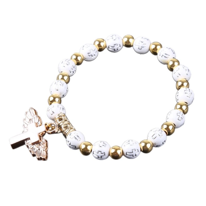 Nowa nowość biżuteria dekoracyjna anioł na bransoletkę krzyżem różaniec wisiorek koralikami Charm bransoletki stylu dla